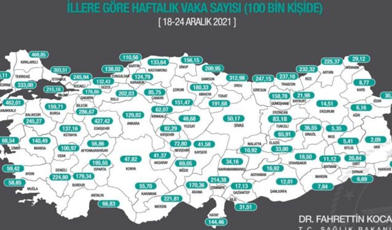 Sağlık Bakanı yeni insidans haritasını açıkladı: İllerde son durum