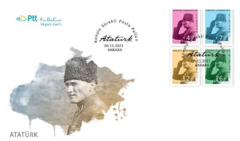 PTT'den Atatürk konulu sürekli posta pulları ve ilk gün zarfı