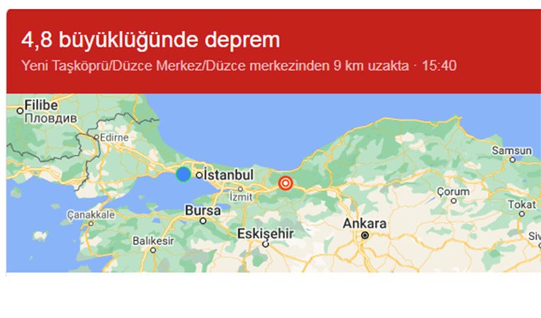 Düzce’de 5 büyüklüğünde deprem oldu